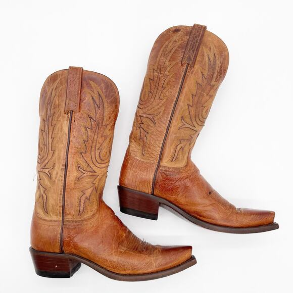 Lucchese Savannah N4540 Women’s 8 Tan Leather Snip Toe Western Cowgirl Boots - Picture 3 of 11